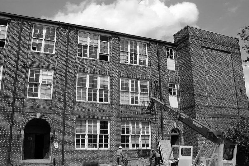 The back of classrooms during renovations
