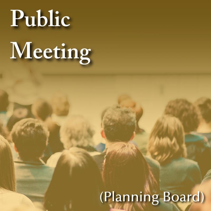 Group of people in audience overlayed with yellow, titled Public Meeting