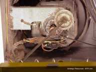 The interior of a clothes dryer mechanism